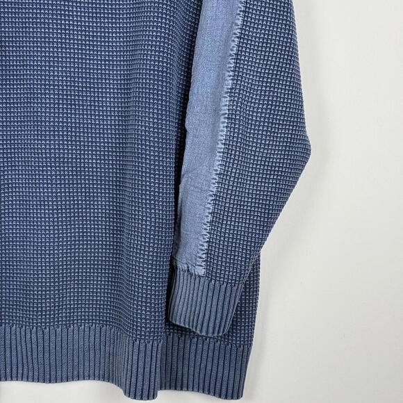 F/X Fusion Blue Half Zip Cotton Sweater Denim Patchwork Sz 2XL Chunky Knit Blue - Picture 4 of 10